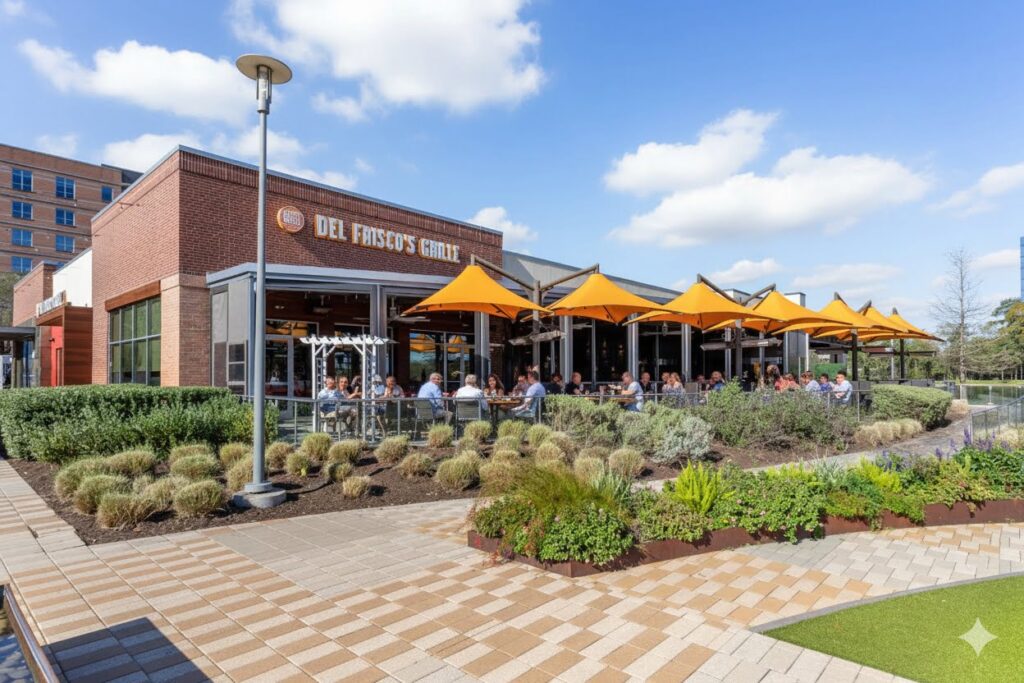 Del Frisco’s Grille The Woodlands TX – Restaurante americano moderno con terraza y ambiente sofisticado en Hughes Landing